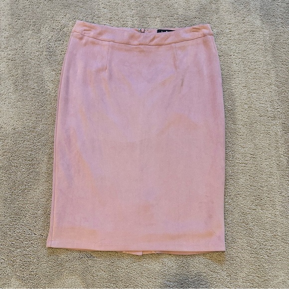 Lulus Superpower Blush Suede Pencil Skirt Pink - Size M - Picture 2 of 11